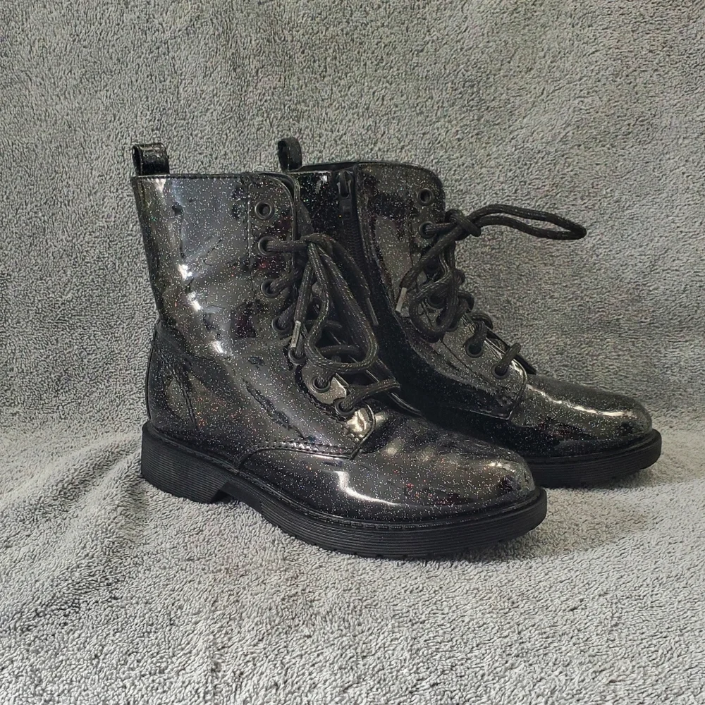 Wonder Nation Black Glitter Moto Boot